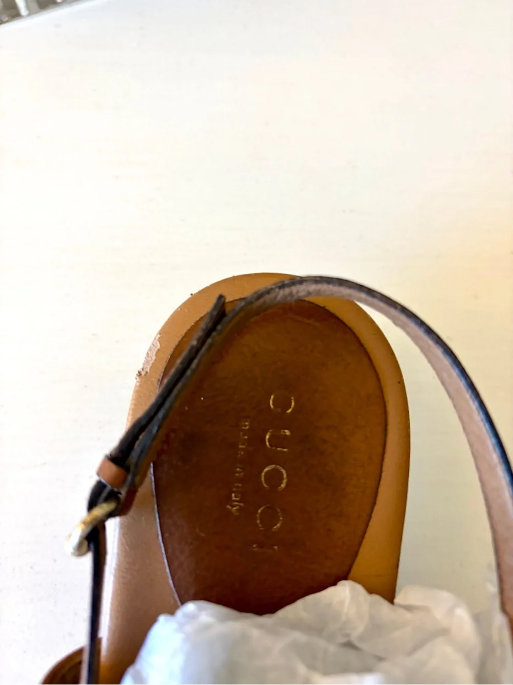 Gucci Brown Leather Thong Sandals with Gold Accents